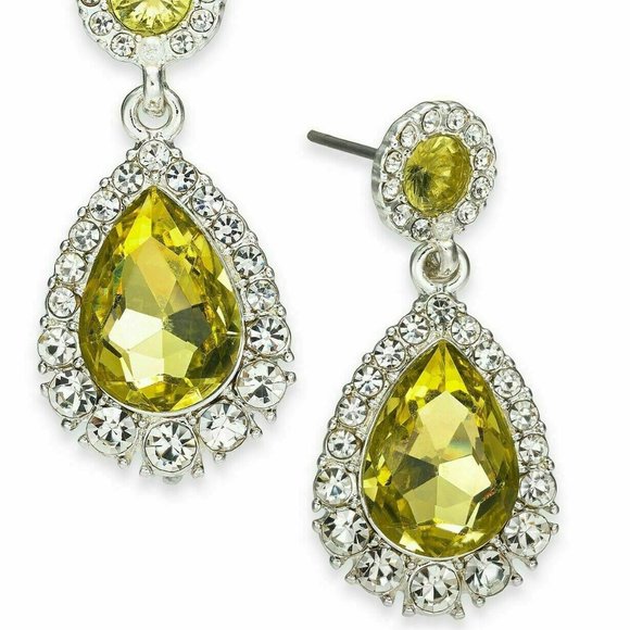 CHARTER CLUB CANARY YELLOW CRYSTAL DROP EARRINGS - Picture 3 of 4